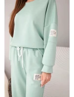 Dámská souprava máslíčko mikina + kalhoty tmavě mentolová