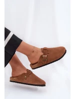 Semišové Klapky Chodaky Dámské S Přezkou Big Star RR274A387 Hnědé