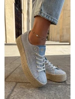 Dámské trampky na platformě s pleteným detailem Lee Cooper – modré