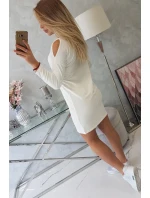 Šaty s grafikou dívky ve 3D brýlích ecru