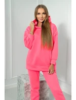 Zateplená sada s mikinou s kapucí růžová neonová
