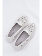 Kožené Dámské Mokasíny S Vzorováním Vinceza 88028 Bílé Kožené Dámské Mokasíny S Vzorováním Vinceza 88028 Bílé