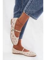 Dámské baleríny s páskem a sponou béžové Janelor