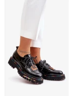 Lakované Dámské Polobotky Šněrovací Artiker Černé