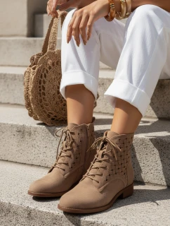 Dámské šněrovací velbloudí kozačky FashionStreet ZY1348