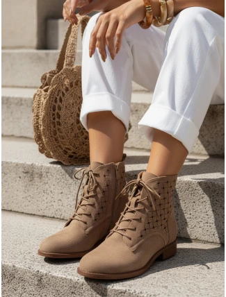 Dámské šněrovací velbloudí kozačky FashionStreet ZY1348