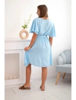 Šaty s vrstveným výstřihem modrý