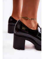 Elegantní boty na sloupu Se Stříbrným Ornamentem Černe Harmell