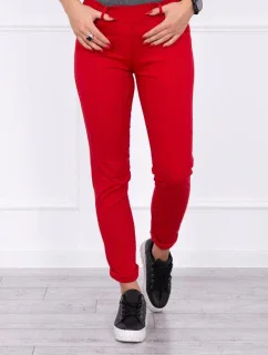 Kalhoty v barvě džínové červené