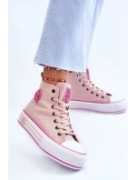 Dámské vysoké textilní tenisky na platformě Big Star LL274186 Růžová