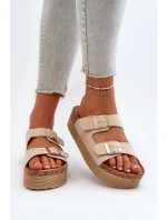 Dámské žabky na platformě s přezkami béžové Lolpey Dámské žabky na platformě s přezkami béžové Lolpey