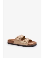 Dámské pantofle Fronila se zlatými přezkami