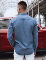 Pánská modrá džínová košile FashionStreet DX2581 Pánská modrá džínová košile FashionStreet DX2581