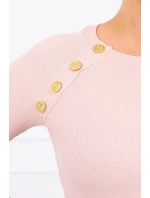 Šaty s ozdobnými knoflíky tmavě pudrově růžové Šaty s ozdobnými knoflíky tmavě pudrově růžové