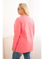 Dámská blůza Plus Size s lodičkovým výstřihem růžová Dámská blůza Plus Size s lodičkovým výstřihem růžová