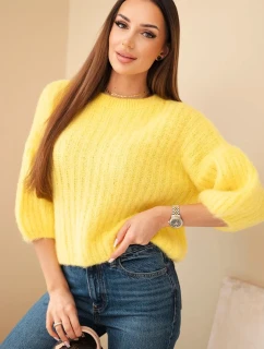 Svetr dámský z mohéru s krátkým rukávem žlutý