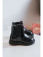 Dětské Lakované zateplené boty černé Porky Dětské Lakované zateplené boty černé Porky