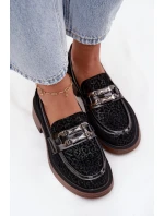 Semišové dámské mokasiny s ozdobou D&A MR52-176 Černé