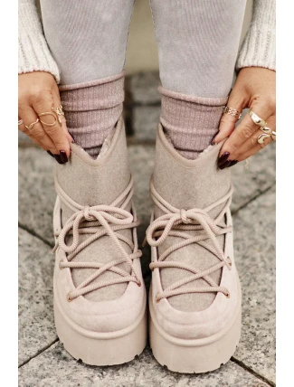 Sněhule s vázáním na platformě béžové Mavora Sněhule s vázáním na platformě béžové Mavora