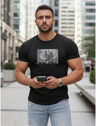 Pánské tričko s potiskem klasické černé FashionStreet NX5014R