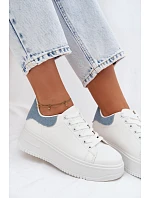Dámské tenisky na platformě z umělé kůže bílo-modré Calinae