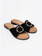 Designové černé  nazouváky dámské na plochém podpatku