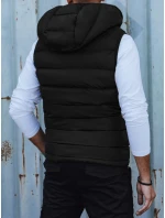 Pánská prošívaná vesta s kapucí černá FashionStreet TX4750