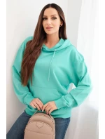 Dámská mikina s kapucí a klokankou z bavlny mátová