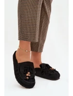 Dámské pantofle Mule s třásněmi a korálky Černé Belissa