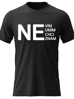 Pánské bavlněné tričko s potiskem - NE - černé 