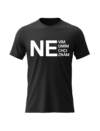 Pánské bavlněné tričko s potiskem - NE - černé 