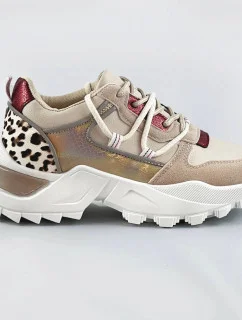 Béžové dámské sportovní boty se zvířecím motivem (VIVI1038)