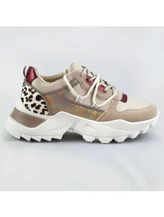 Béžové dámské sportovní boty se zvířecím motivem (VIVI1038) Béžové dámské sportovní boty se zvířecím motivem (VIVI1038)