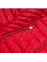 Červená prošívaná dámská bunda s kapucí (B0124-4) Červená prošívaná dámská bunda s kapucí (B0124-4)
