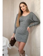 Dámské šaty s 3/4 rukávy a krajkou na zádech khaki Dámské šaty s 3/4 rukávy a krajkou na zádech khaki