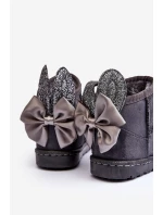 Dívčí Oceněné Sněhové Boty S Kokardami Šedá Meriva Dívčí Oceněné Sněhové Boty S Kokardami Šedá Meriva