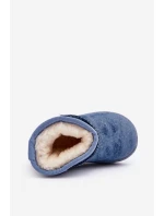 Dětské sněhule s brokátem Modré Sulinne