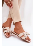 Plné Dámské Pantofle S Mašlí Béžové Tobin