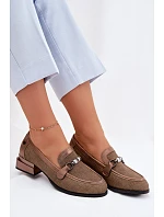 Dámské semišové boty na podpatku s ozdobným detailem Hnědé Meliva Dámské semišové boty na podpatku s ozdobným detailem Hnědé Meliva