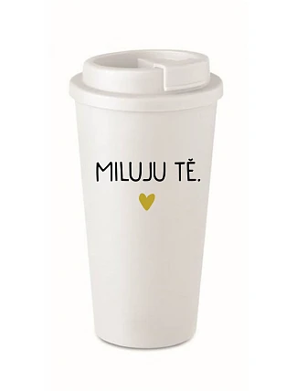 MILUJU TĚ. - bílý termohrnek 475 ml