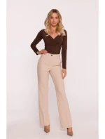 Dámské kalhoty s laclem S418  béžové - Stylove