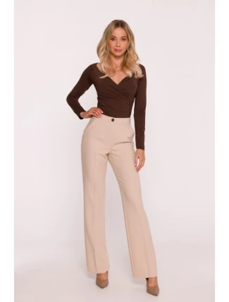 Dámské kalhoty s laclem S418  béžové - Stylove