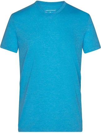 Daiber JN 974 Pánské melírované tričko s výstřihem do V 02.0974 turquoise melange