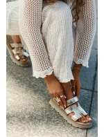 Dámské Pantofle Z Přírodní Kůže Na Platformě Zazoo 40440 Zlaté