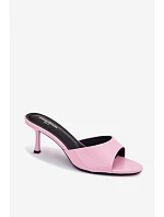 Lakované pantofle z imitace kůže na podpatku Růžové Melissea