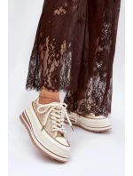 Dámské trampky na masivní platformě S.Barski – béžové