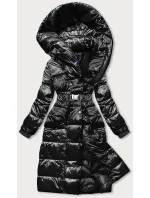 Černá dlouhá dámská bunda s opaskem (ag8-8002) Černá dlouhá dámská bunda s opaskem (ag8-8002)