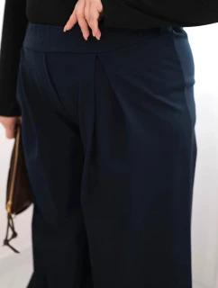 Dámské kalhoty Plus Size s širokými nohavicemi a plisováním granátové