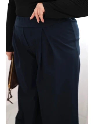 Dámské kalhoty Plus Size s širokými nohavicemi a plisováním granátové