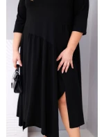 Dámská bavlněná šaty Plus Size s asymetrickým spodním lemem černá